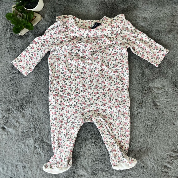Janie and Jack Floral Footed One-Piece 3-6M - Picture 4 of 9